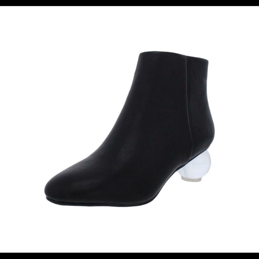 BAR III Womens Black Translucent Ball Heel Round Toe Zip-Up Dress Booties